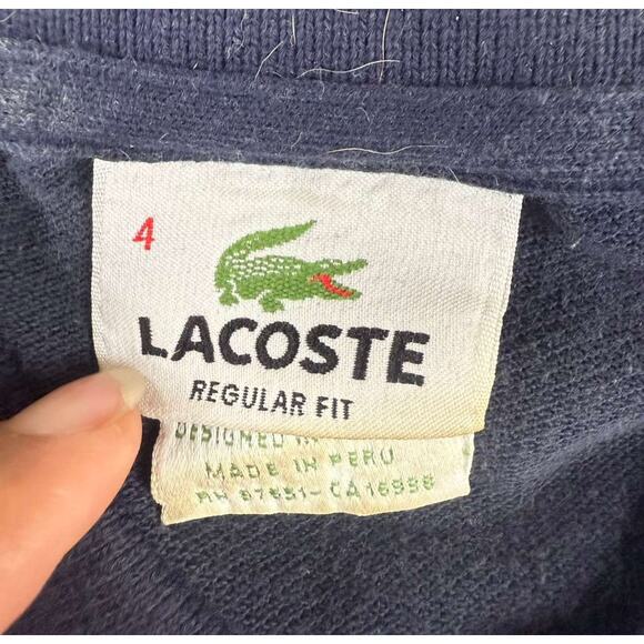 Vintage Lacoste Polo Shirt Men 4 Navy Regular Fit Short Sleeve Embroidery Peru - Picture 3 of 8